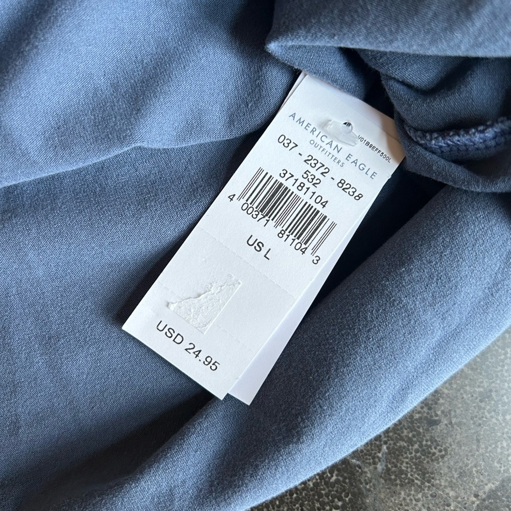 American Eagle | Blue Tie Sleeve Relaxed Top - Picture 6 of 6